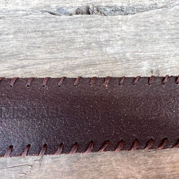 MICHAEL Michael Kors Brown Leather Whipstitch Belt with Fringe Size Small - Picture 4 of 9